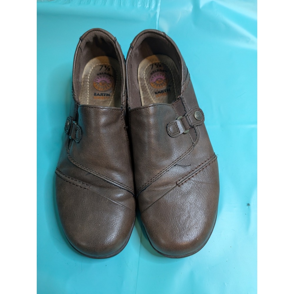 Earth Spirit Brown Leather Gelron2000 Slip On Loafers Shoes Womens 7.5